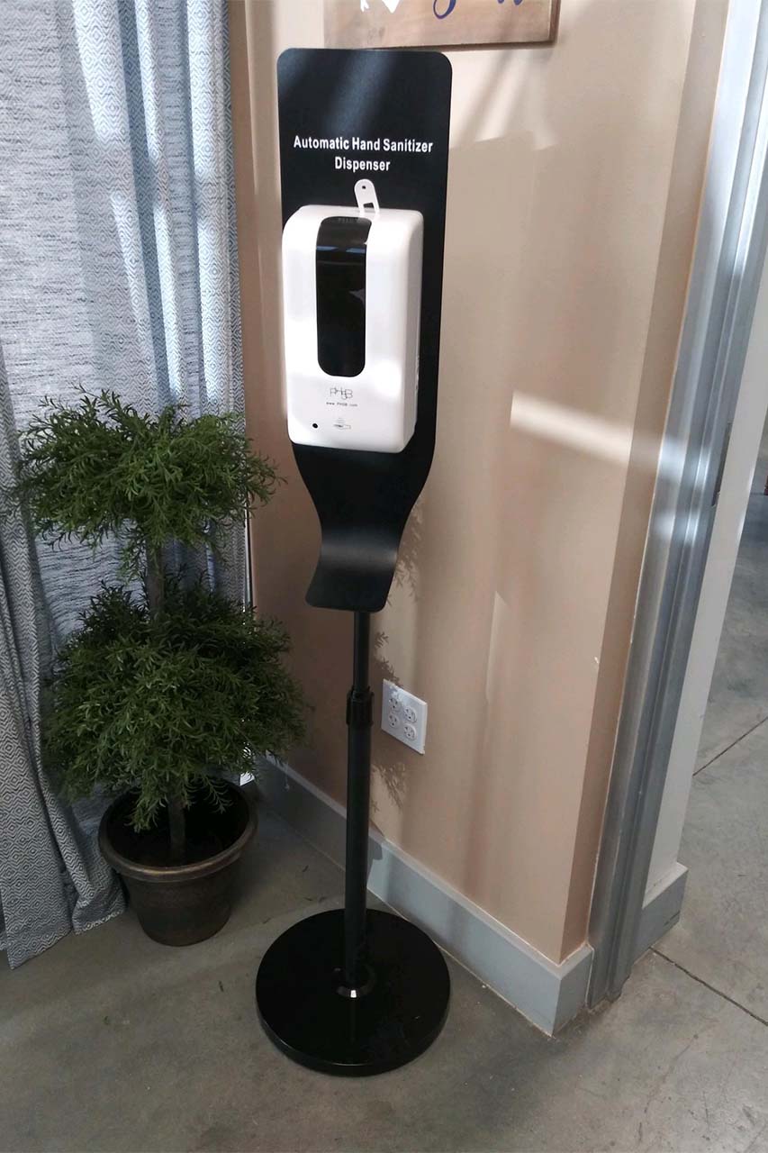 No-Touch Battery-Powered Automatic Hand-Sanitizing Station