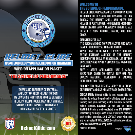 Helmet Glide Wipe Packet - Treats 1-3 Helmets "The Glide"